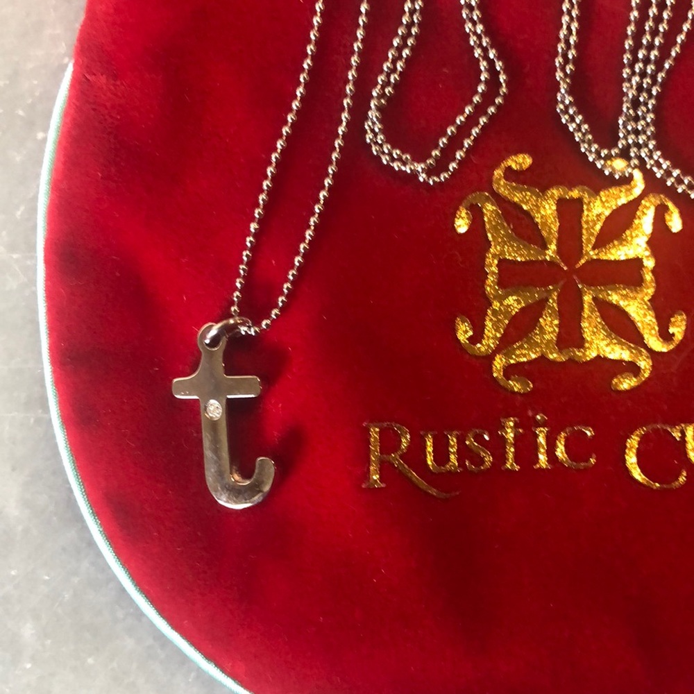 Rustic Cuff  “t” initial necklace new in bag